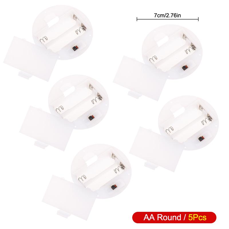 1/5Pcs 2 Aaa/Aa 3V Battery Case With Switch Cover Round Embedded Battery Holder Battery Storage Boxes Switch Socket Container