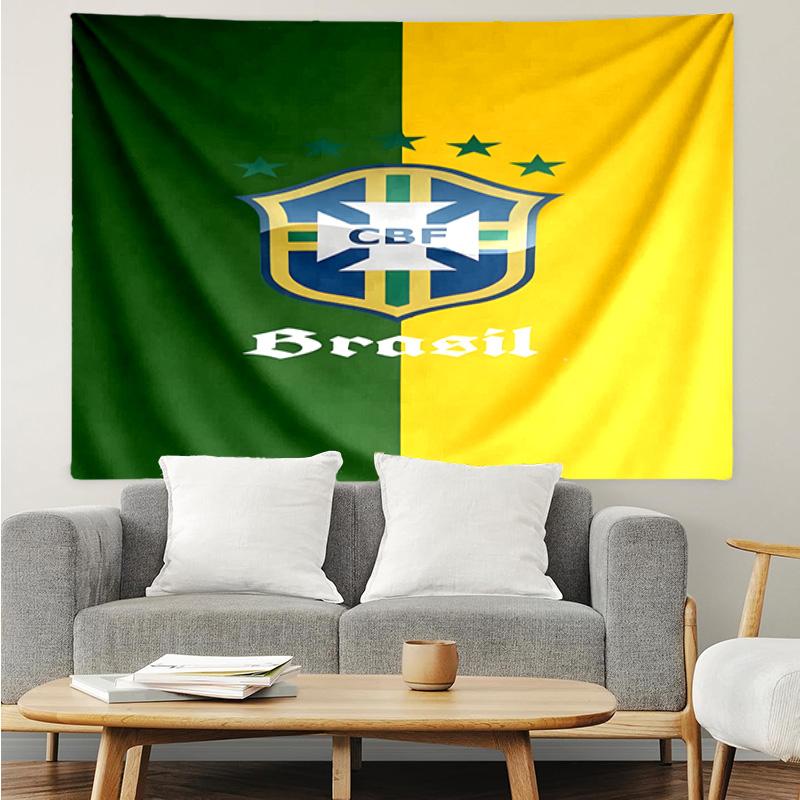 Brazilian Football Crest Printed Printed Tapestry, for Bedroom,Livingroom, Dormitory, Large Wall Decor, Fabric Decor Fan Birthday Gifts