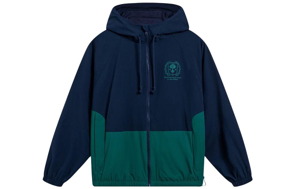 Li Ning BADFIVE Trench Coat Men s Dark Marine Blue Lush Green AFDT435-6 L