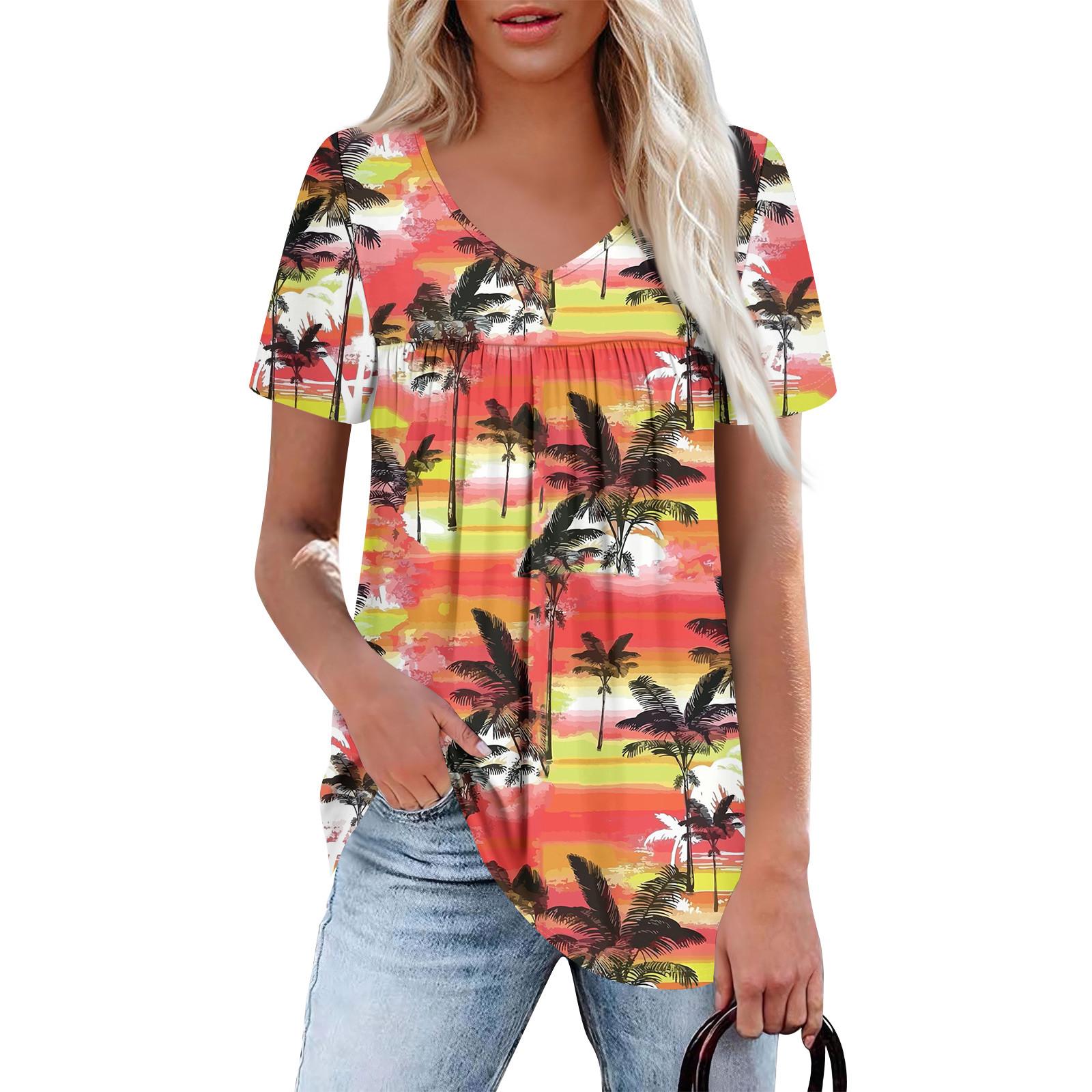 

Women s Casual V-Neck Short Sleeve Chest Ruffle Printed Top XXL шафрановий