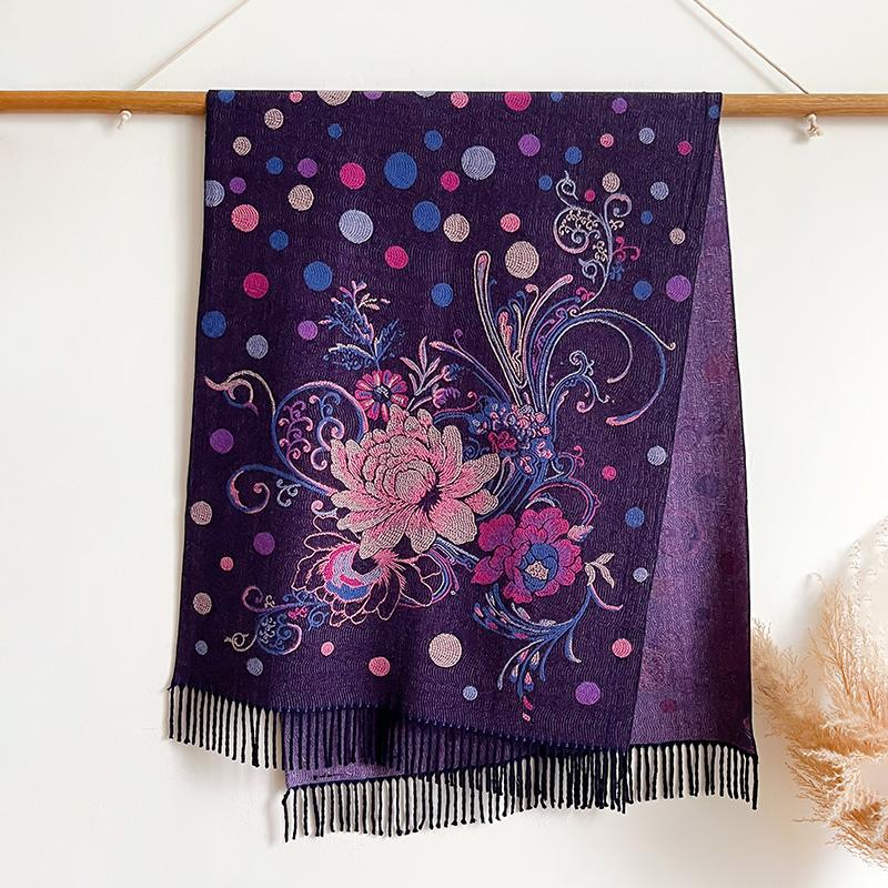 Cashmere Winter Scarf Women Warm Thick Pashmina Designer Ethnic Style Print Scarf Wraps Coldproof Windproof Blanket Shawls