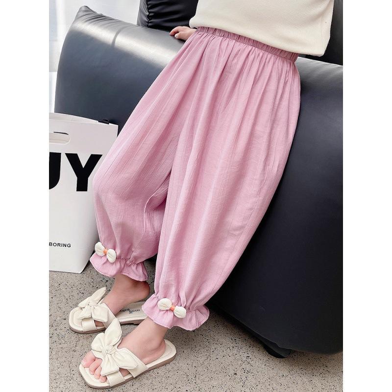 Girls Summer Ice Silk Capri Pants Breathable Anti Mosquito Korean