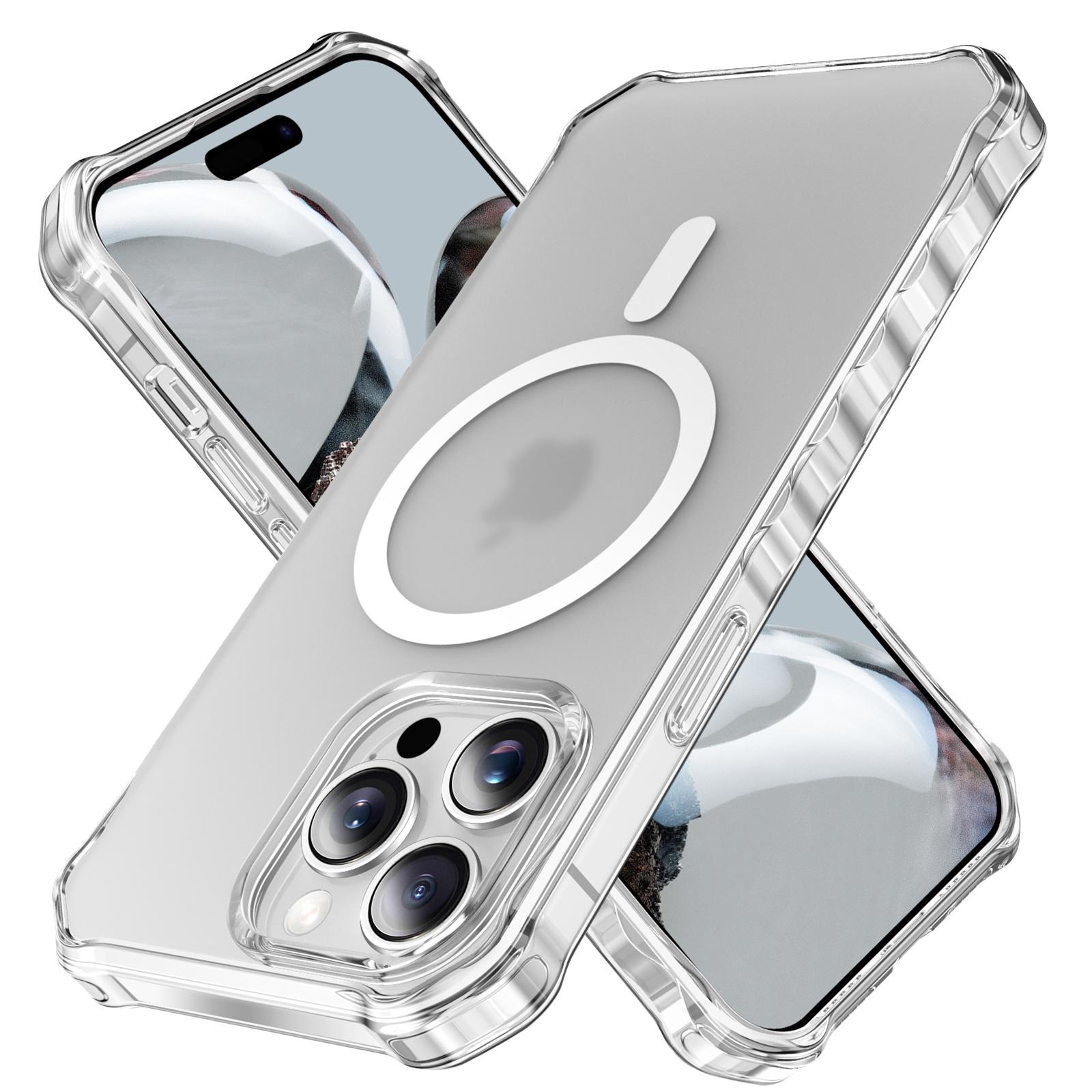 

For iPhone 16 Pro Case Compatible with MagSafe Small Wavy Edge PC+TPU Phone Cover Transparent