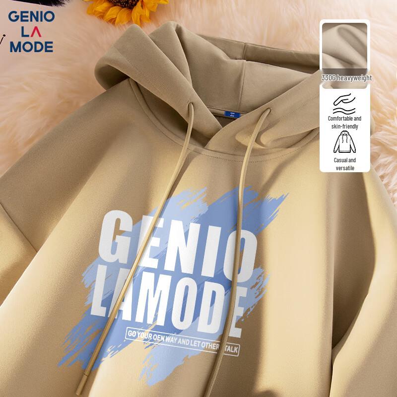 

GENIOLAMODE Men s Hooded Logo Print Sweatshirt XL