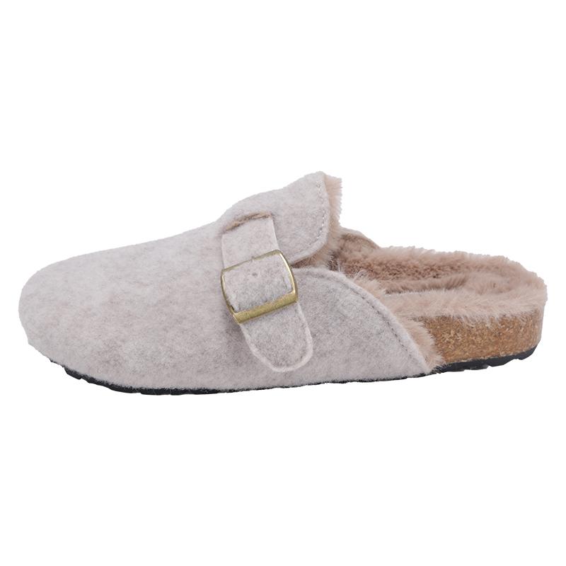

Fashion For Women Winter Fashion Cork Insole Warm Plush Slippers Shoes With Arch Support Cozy Home Furry Suede Mules 40