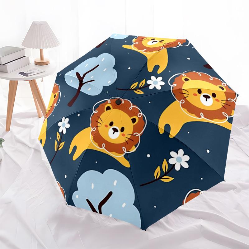 1pc Lion Pattern Automatic Folding Umbrella - Portable Collapsible 8-Rib Umbrella for All Seasons yy251119158