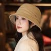 Japanese Style Retro Versatile Pleated Fisherman Hat Autumn and Winter Hat Women's Warm Bucket Hat Outdoor Windproof Basin Hat