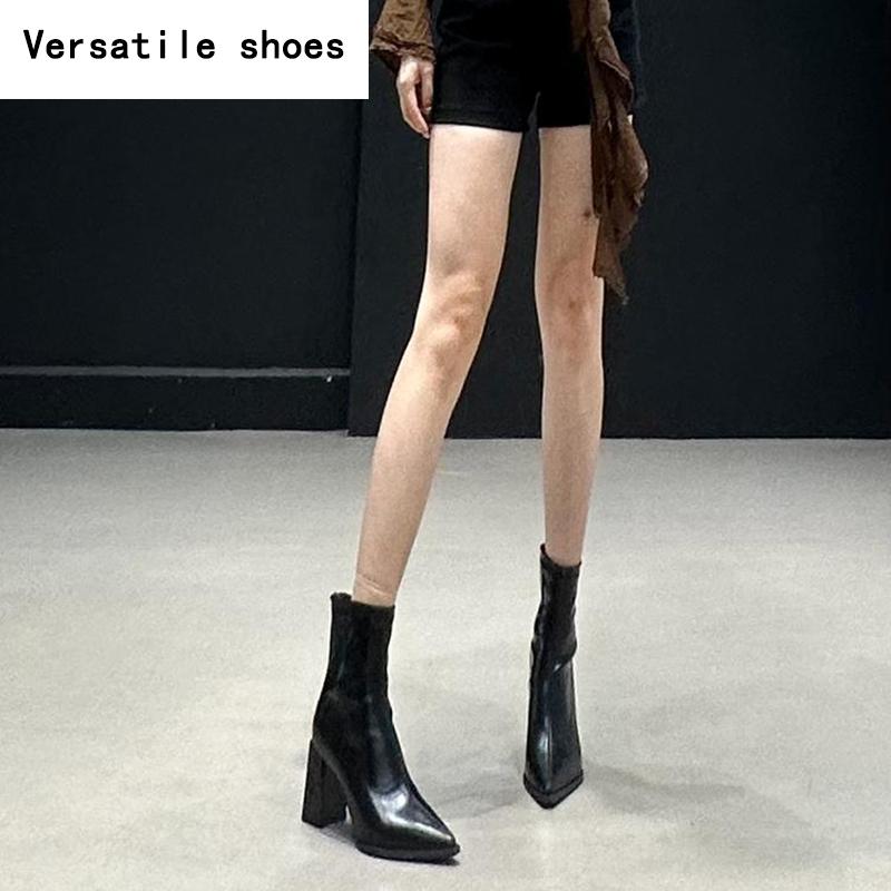 Street Style High Heel Women Ankle Boots Fashion Pointed Toe Shoes Winter Ladies Elegant Short Botas De Mujer