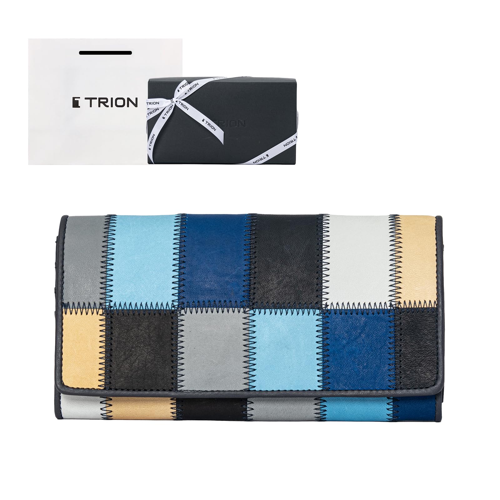 

Tryon Official Genuine Large Bifold Wallet with Gift Set with and Blue Multicolor Wallet, Leather, Capacity, Zipper, Shopper, Men s Women s, DPC801,
