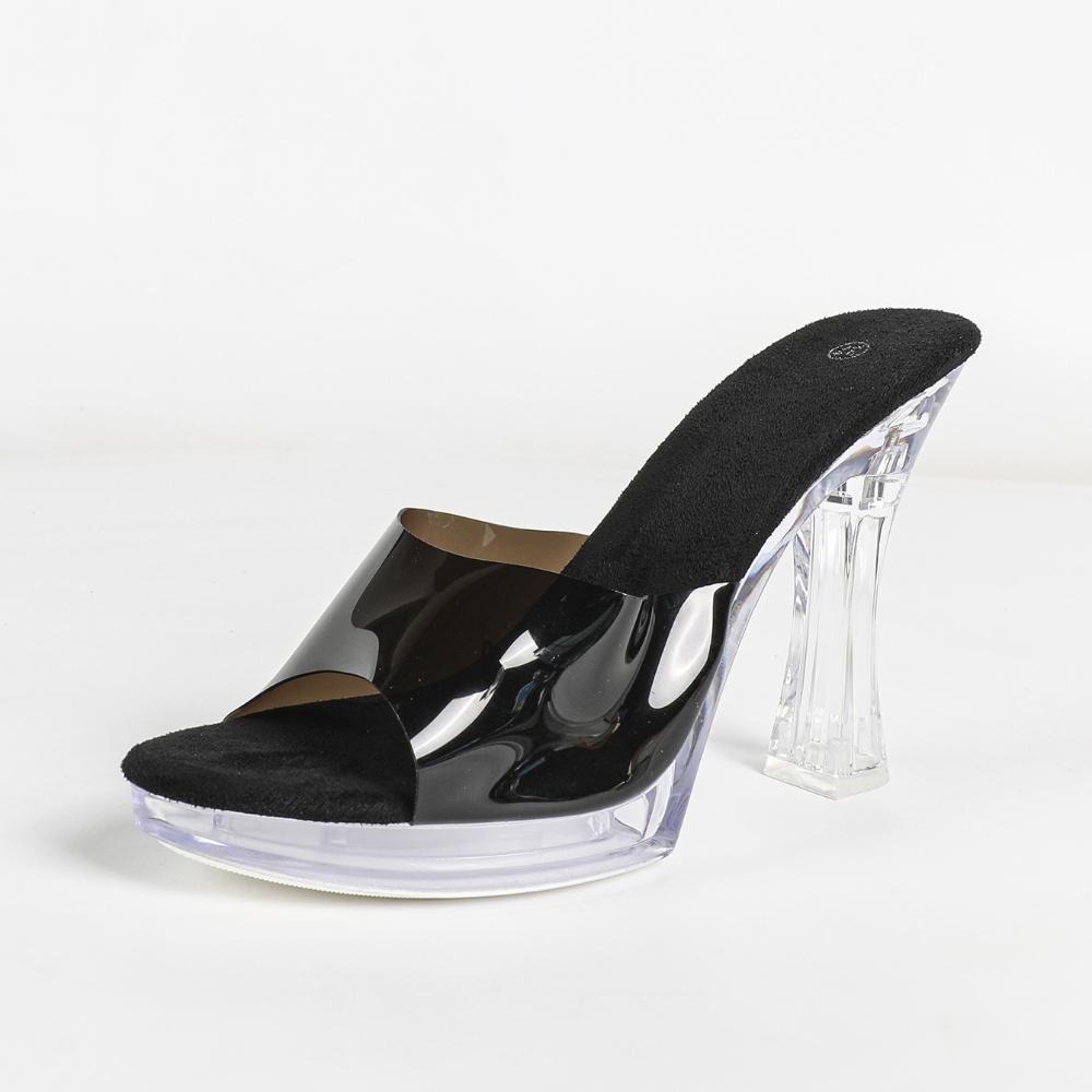 Women 11CM Chunky Heel Slide Slippers Platform High Heel Sexy Outdoor Runway Stage Fashion Footwear LFD-198711-A79