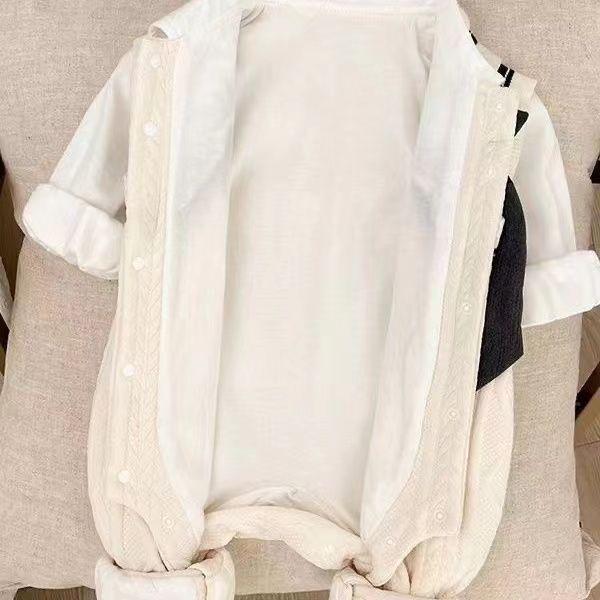 Preppy Spring & Autumn Double-Layer Harem Romper for Baby Boys & Girls - Trendy Outdoor Wear