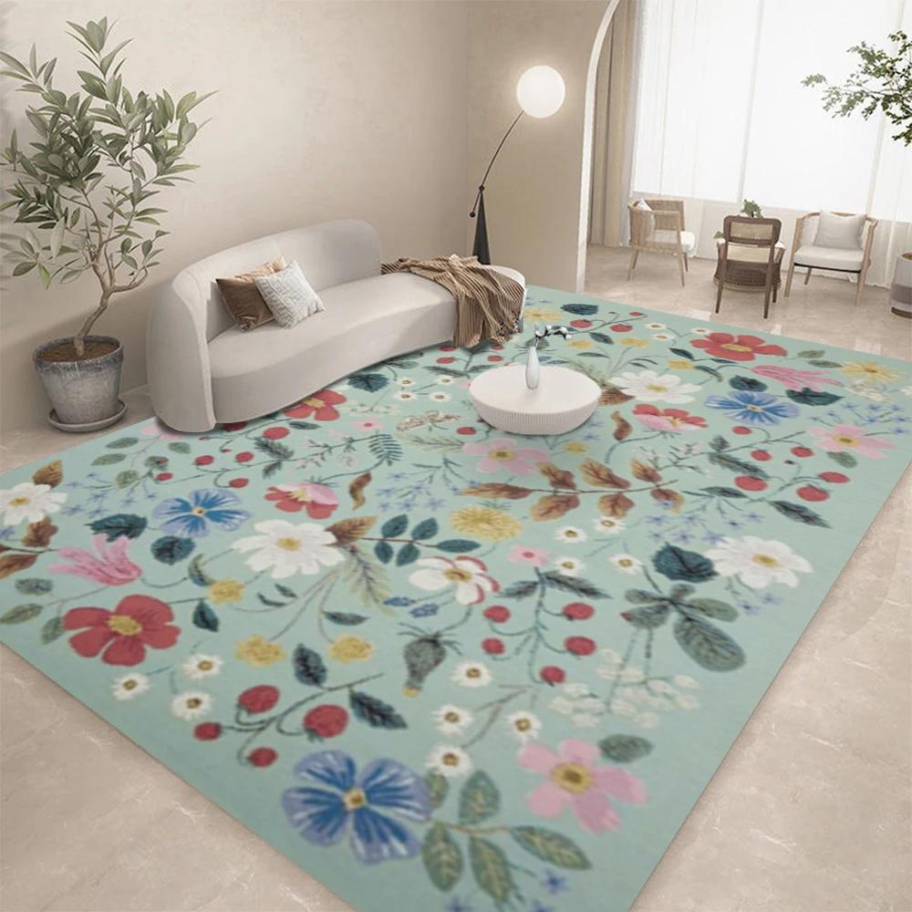 Elegant French Floral Carpet for Living Room Home Decor Sofa Rugs Bedroom Rug Lounge Kitchen Coffee Table Floor Mat Indoor Rug