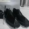 Fashion Rhino Horn Platform Real Leather Shoes for Women Black Lace Up Square Toe Fashion Shoes 2025 New Novelty Derby Shoes