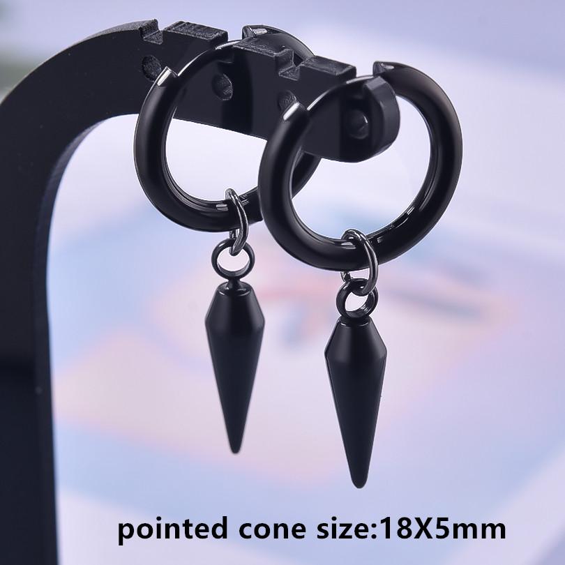 Nicht verblassend Unterschiedliche Länge Spitzkegel Hängeohrringe Edelstahl Runde Creolen für Damen Herren Schmuck Ohrpiercing Geschenk