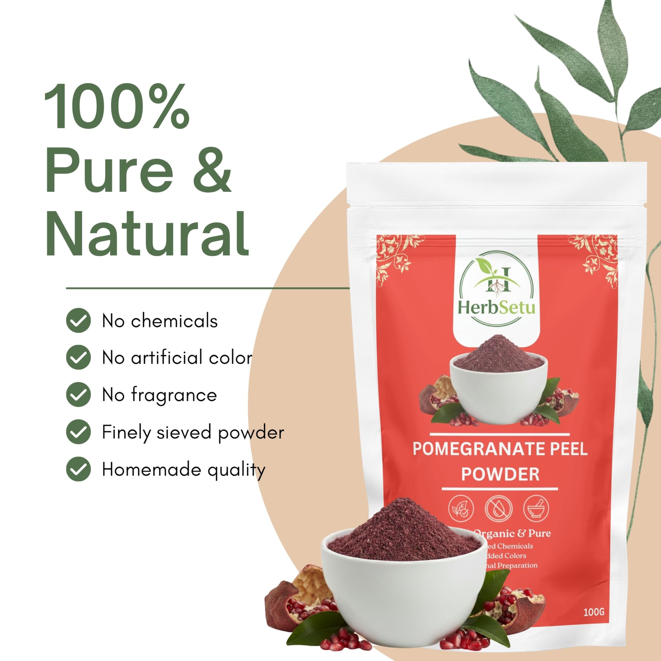 HerbSetu Organic Natural Anar Chilka Powder