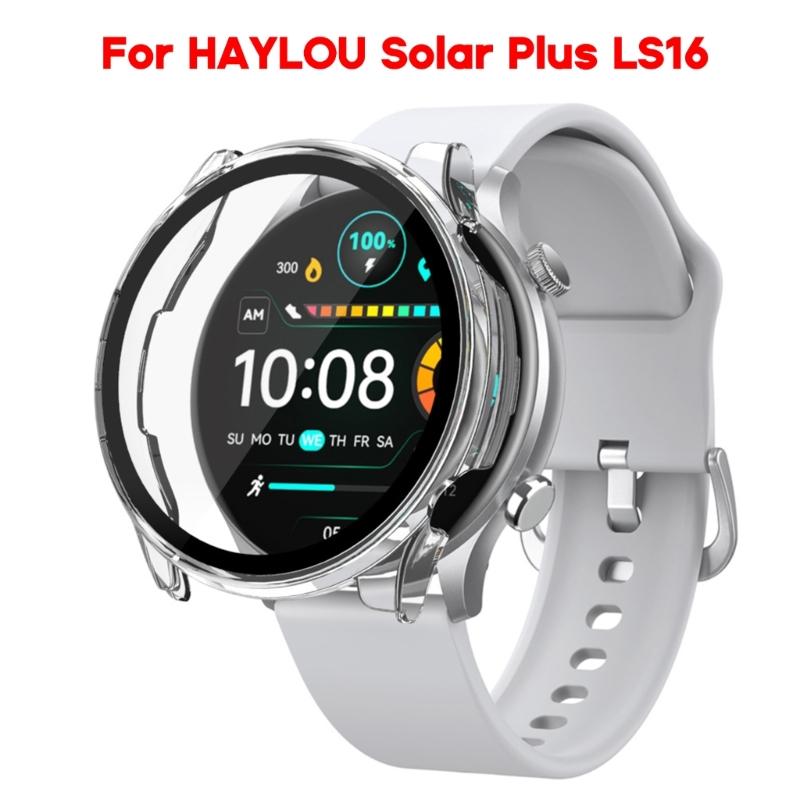 Smartwatch Frame Housing Tempered-Glass Film PC Hard Cover for Solar Plus LS16 Screen Bumper-Shell Protector-Shockproof