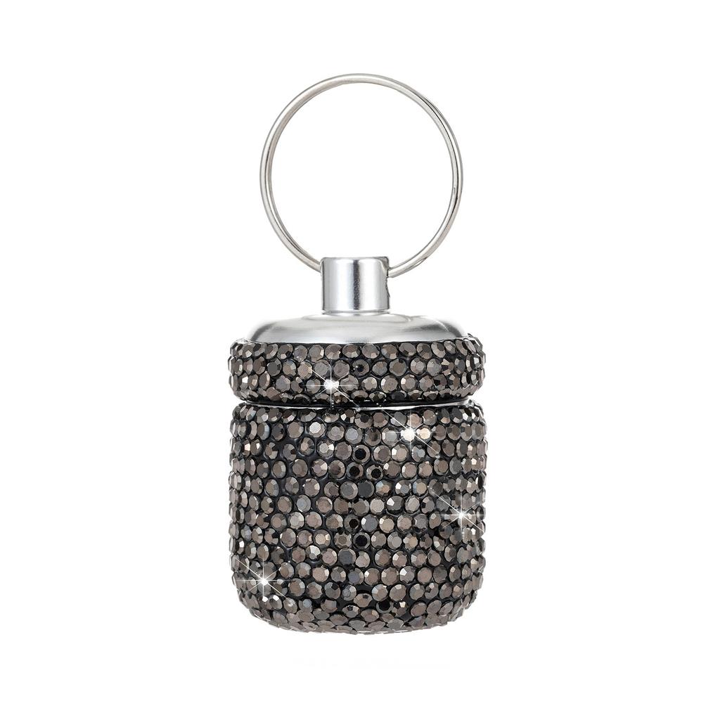 Portable Diamond Pills Case Keychain Waterproof Pills Container Small Box Pendant for Travel and Outdoor Activities