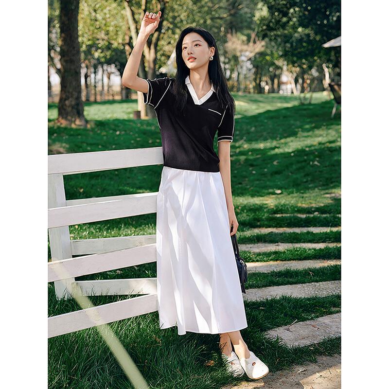 JUZUI Women s Color-block Polo Knit Shirt (JWGX31203) 2XL