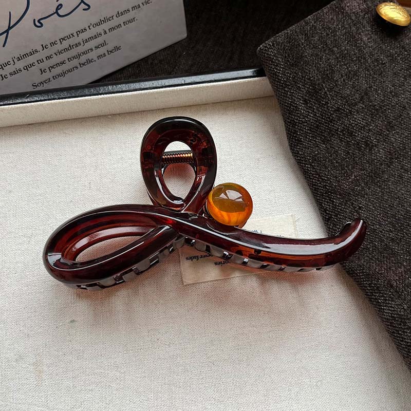 

Корейские акриловые круглые бусины заколки для волос для женщин модные однотонные с большим бантом зажим-акула заколка для волос головной убор аксессуары для волос