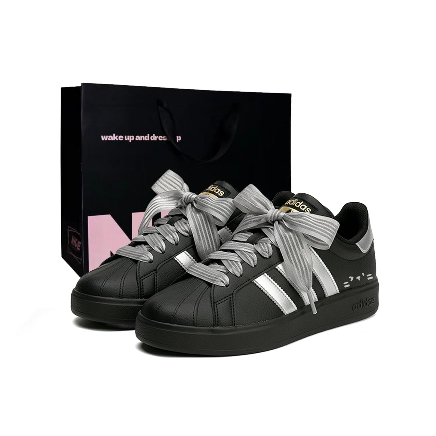 

Adidas Street Talk Cushioning Coverage Abrasion Resistant Low top Skateboard Shoes Women s Black Silver JS5053(Team59-SBOX) 40