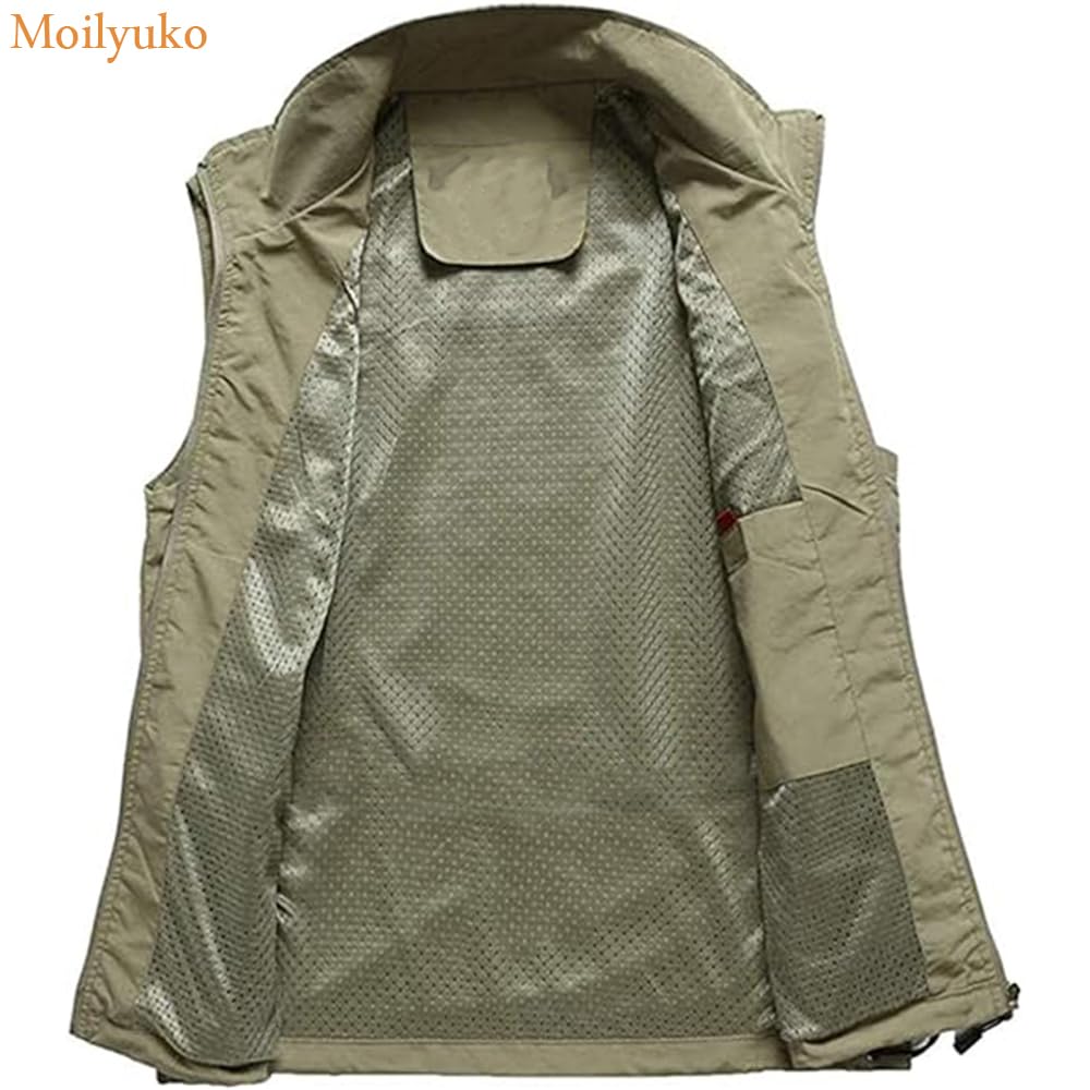 Moilyuko Outdoor Ideal for and Mesh UV and Mo108 Men's Vest, Photographers, Fishing, Photography, Vest, Lightweight, Multi-functional, Protection,