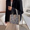Zipper Flower Linen Bag Large Capacity Linen Handbag Storage Bag Love Heart Tote Bag  Women