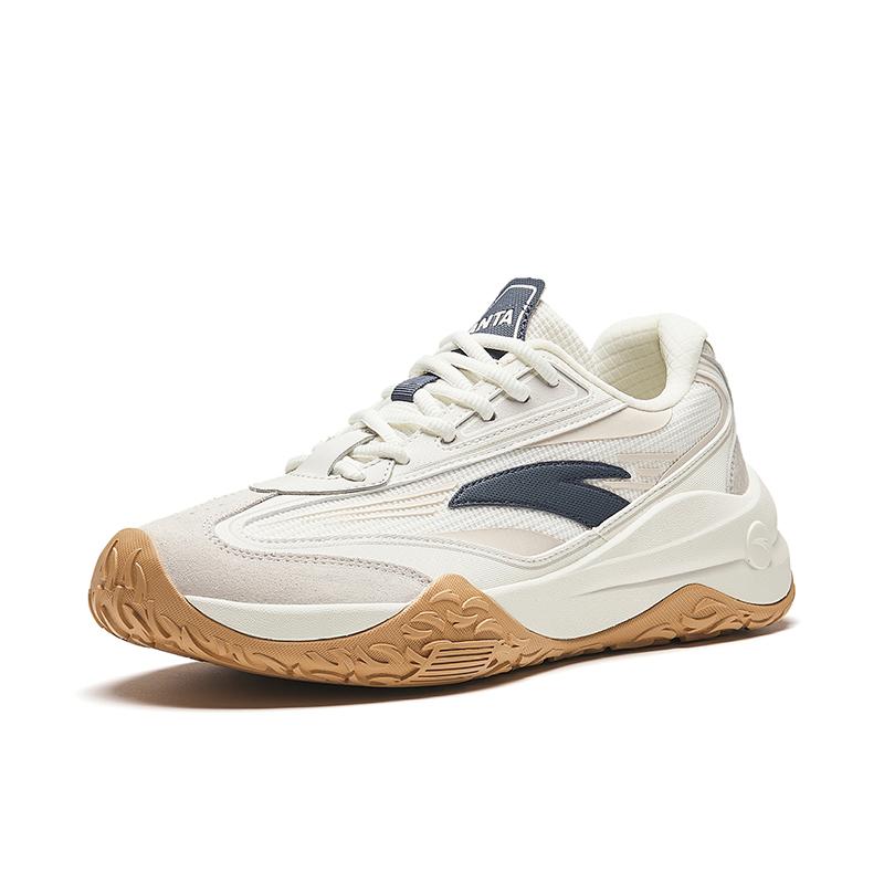Anta Fabric Mochi Shoes Comfortable Versatile Thick Sole Low Top Casual Shoes Men sneaker White Gray Blue 912418870-2