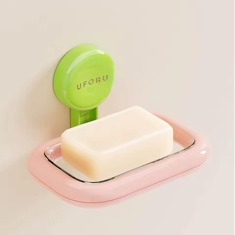 Drainage Suction Cup Soap Box Wall-mounted Non-perforated Soap Dish Holder Easy To Install Reusable Soap Storage Tray Shower