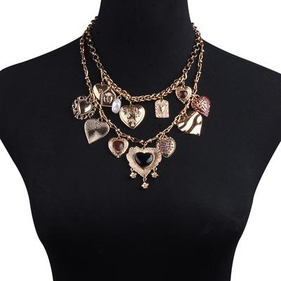 Multi-Layer Love Pearl Necklace Necklace Necklace Jewelry Women'S Alloy Drop Oil Diamond Bohemian Pendant