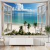Sunset Coconut Tree Seaside Scenery Tapestry Bohemian Style Aesthetics Room Background Cloth Tapiz Decor