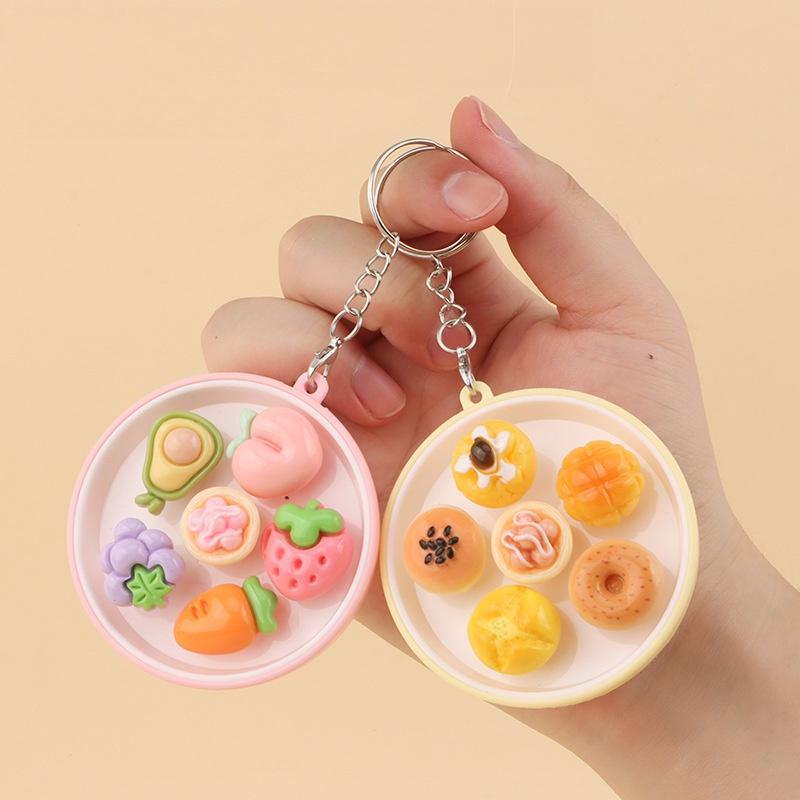 Durable Stress Relief Fidget Keychain Mini Simulation Fruit Bowl Mole Toy Waterproof for Outdoor Daily Use Relaxation