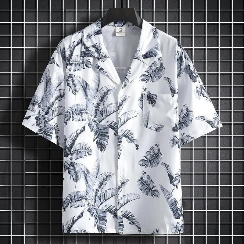 Hawaiian Floral Short-sleeve Shirt For Men, Loose And Versat