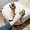Woman Mules Low Heel with Bow Shoes for Women Slides Black Sandals 2025 Luxury Slip-resistant H Sandal Chic and Elegant Slippers