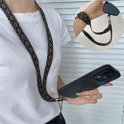 Cadena para teléfono móvil cruzada, estilo étnico, correa para teléfono móvil, cordón universal para mujeres y niñas