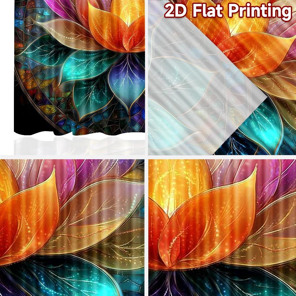 2D flat printing 2pcs Curtain Window Drapes Colorful Lotus Blossom Digital Printed Polyester Drapes Family Party Decoration