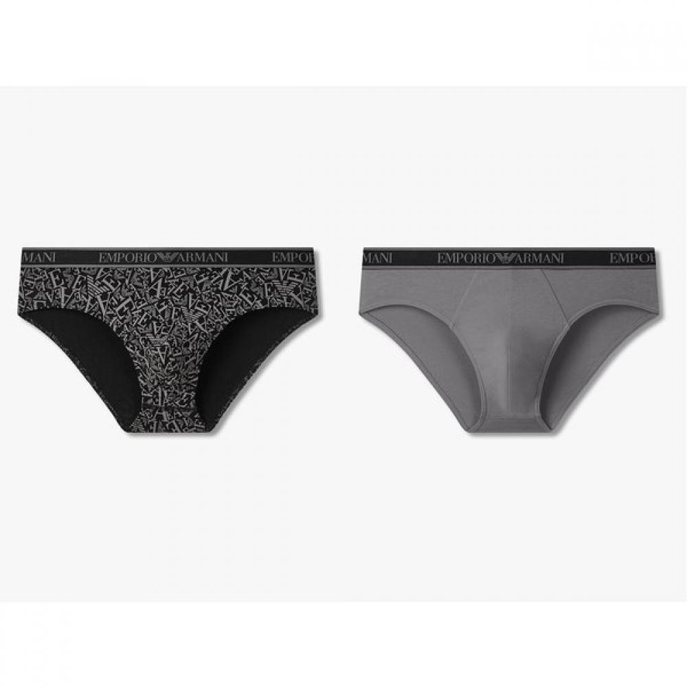 Emporio Armani Мужской Хлопок С рисунком-логотипом Трусы 2 шт. Набор 0815311313 0815311314 S(95)