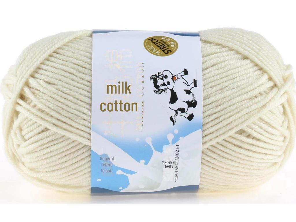 5-Strand Milk Cotton Baby Wool Hat & Scarf Hand-Woven Medium-Thick Yarn Set