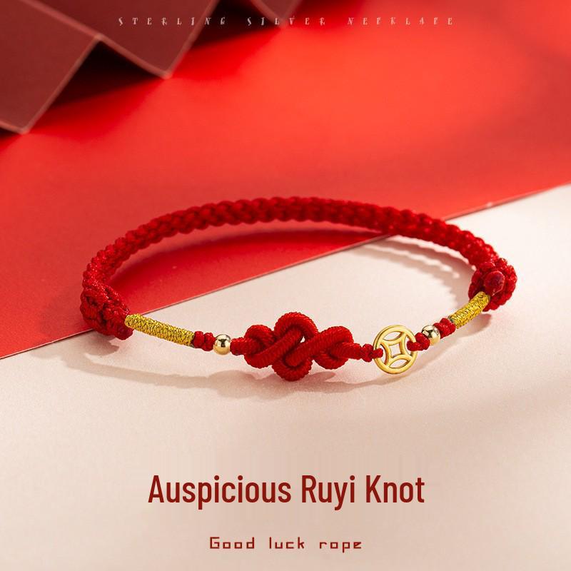 Chinesisches Tierkreiszeichen Rotes Schnur Sicherheitsverschluss Armband für Männer und Frauen - Handgeflochtenes Design