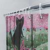 Cat Bicycle Shower Curtain Vintage Cycling Lover Gift Unique Home Decor Artistic Black Kitty Riding Bike Bathroom Fabric
