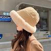 Autumn and winter thickened plush hat women's plush bucket hat curled edge cold-proof elegant windproof warm ear protection Mongolian basin hat