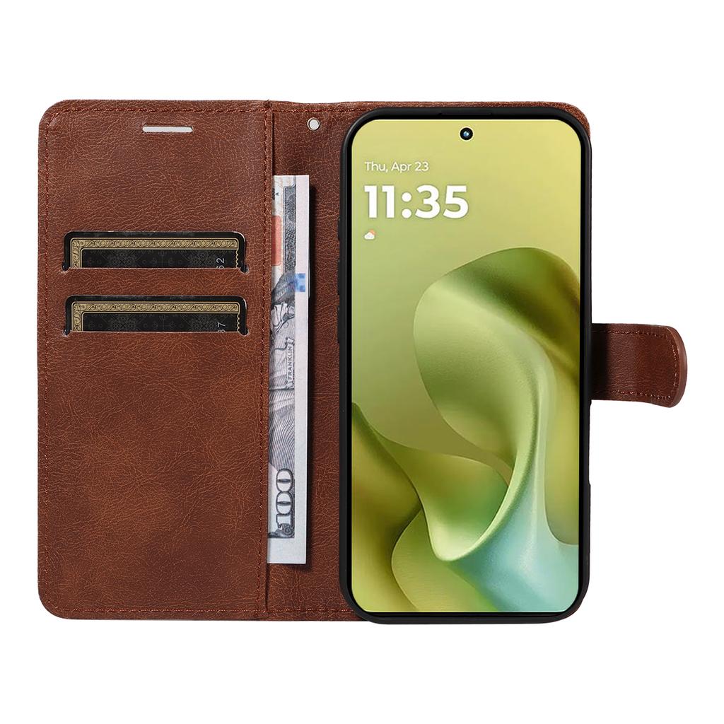 Dla Motorola Moto G86 5G/G86 Power 5G Skórzane Etui Portfelowe z Paskiem Jednokolorowe Etui z Podstawką na Telefon