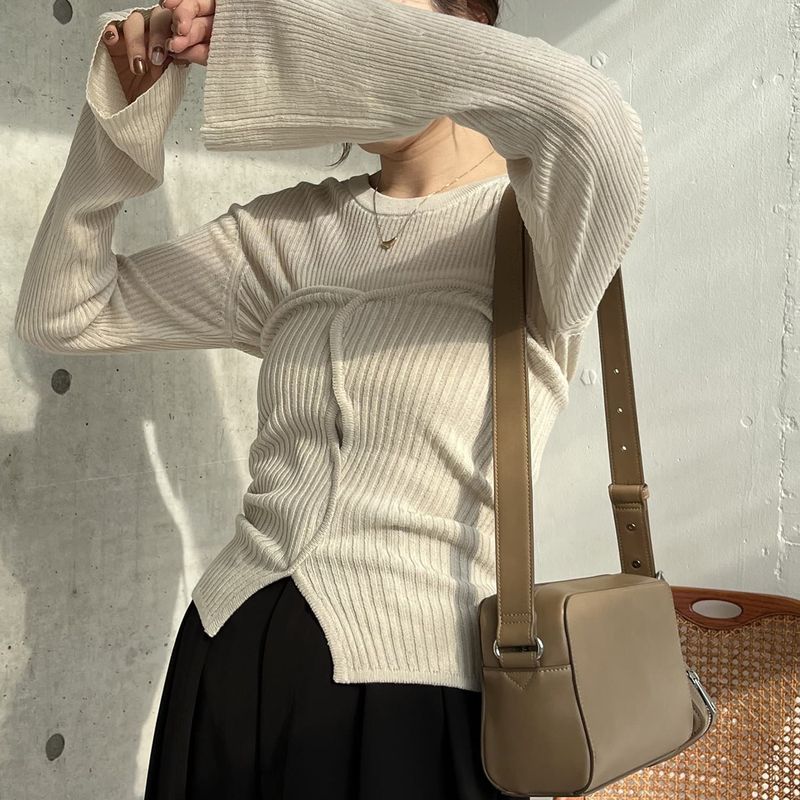 

Japan Noble Brand CP Pure Original 25 Spring NEW round Neck Thin Transparent Knitted Long sleeve Bottoming Shirt Comfortable Breathable All-Matching Gray single long sleeve inner wear All yards