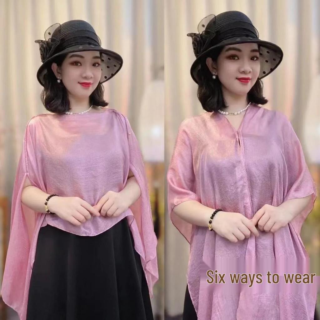 Summer Fashion Solid Color Sun Protection Silk Scarf Shawl for Women