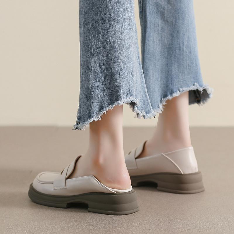 Weiwei girl 523-5 loafers women's platform 2025 new one-pedal JK black single shoes retro small leather shoes