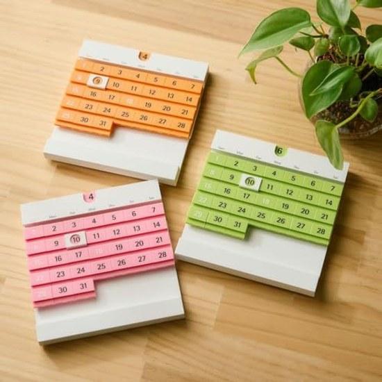 actworks Date Block Lite Permanent Calendar Table Simple Pop Design Goods Modern Interior Desk Nordic Pink Orange Leaf Green Made Japan Children Kids