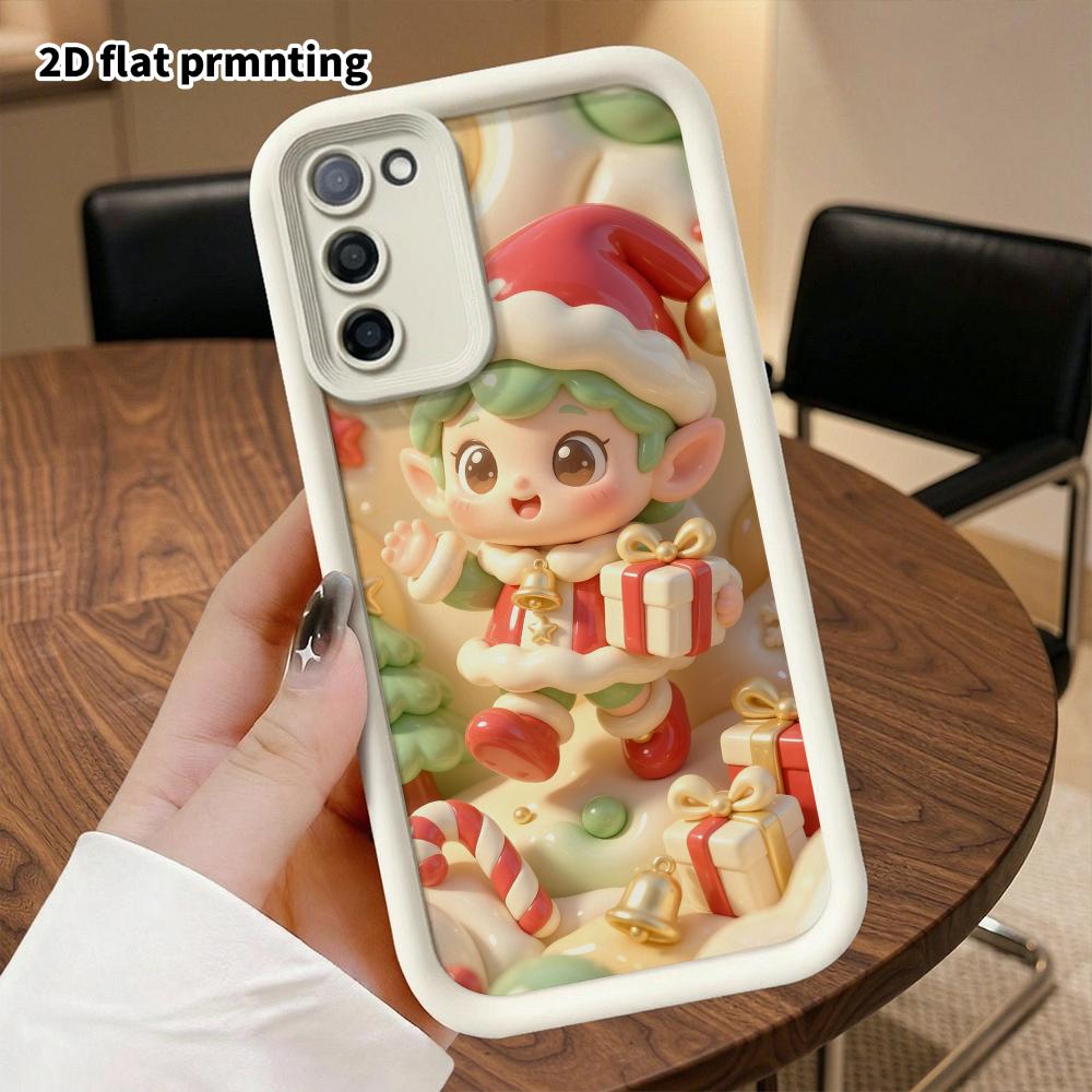 Phone Case: 2D Flat Design Suitable for Samsung Galaxy A34 A35 M05 M06 S20 S22 S21 FE Plus 5G Protective Case, Christmas Elf, Perfect Holiday Gift for