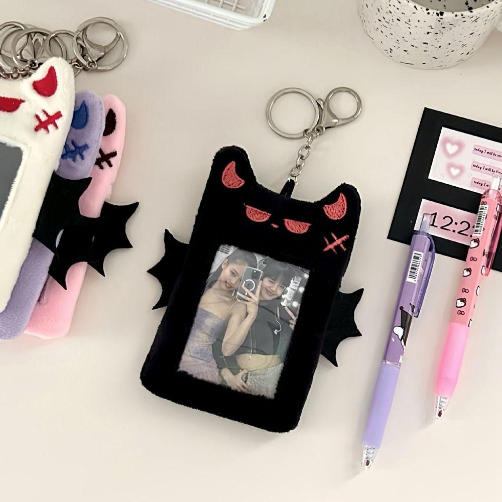 Bat Demon Cartoon Plush Photocard Holder Transparent Photo Protective Case Bus Card Holder  Outdoor