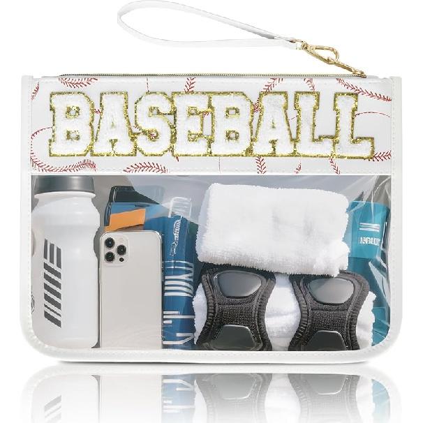 Baseball Gift Bags Baseballs Treat Bags Team Gifts Clear Chenille Letter Zipper Pouch Accessories Stuff Sport Portable Medium