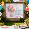 2D plane, 1 piece of 2D plane printed rainbow soft-color sky photography background, polyester fabric