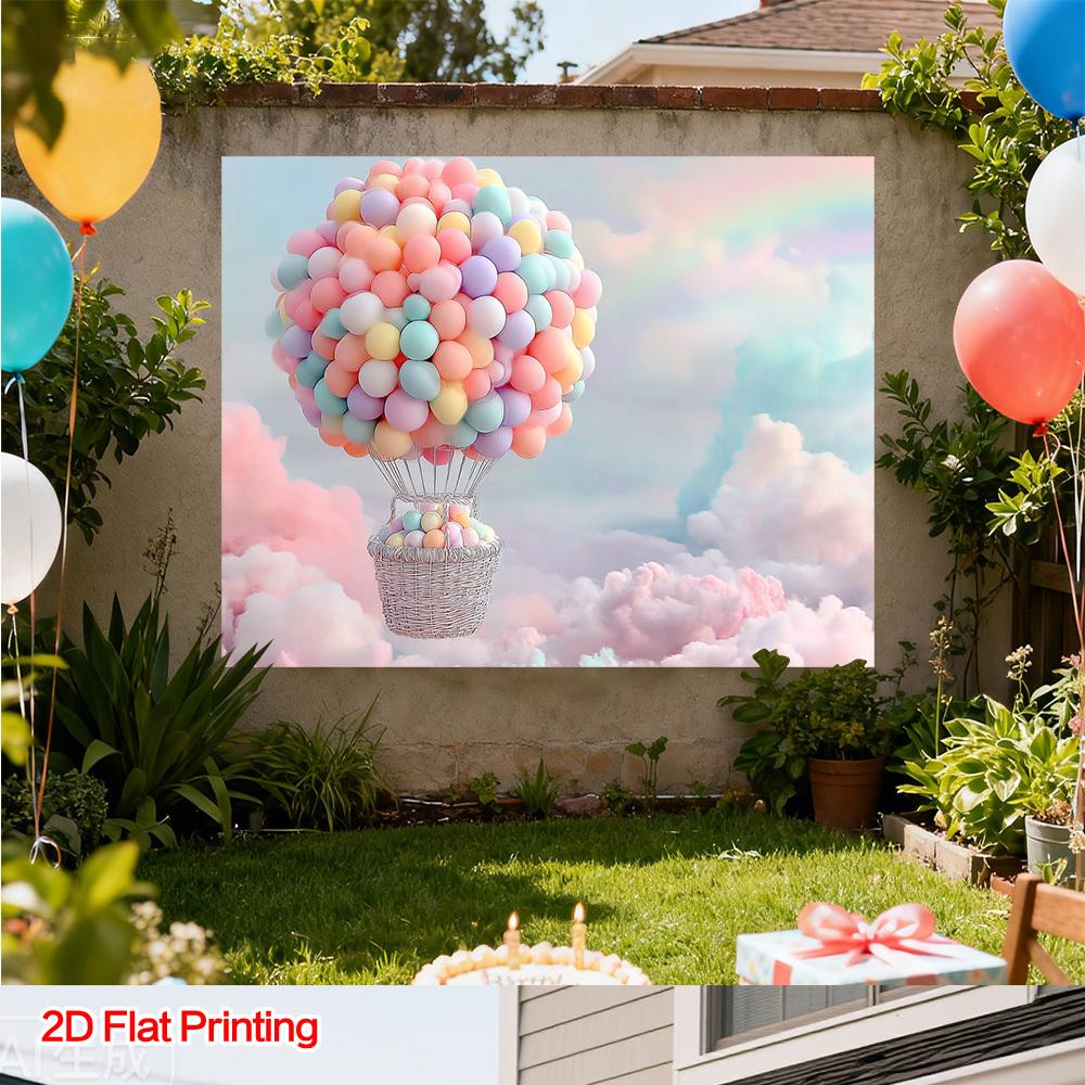 2D plane, 1 piece of 2D plane printed rainbow soft-color sky photography background, polyester fabric